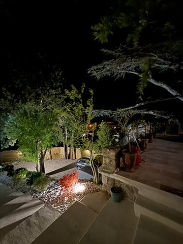 Jardin illuminé la nuit